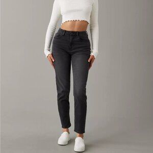 American Eagle Outfitters Women's Black Dark Wash Stretch Curvy Mom Jeans Sz 20